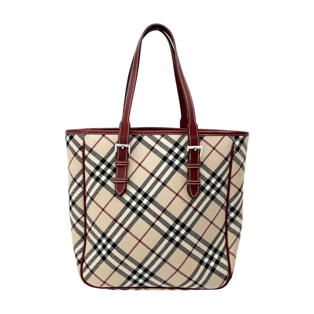 Burberry BLUE LABEL handbag Nova check canvas leather red